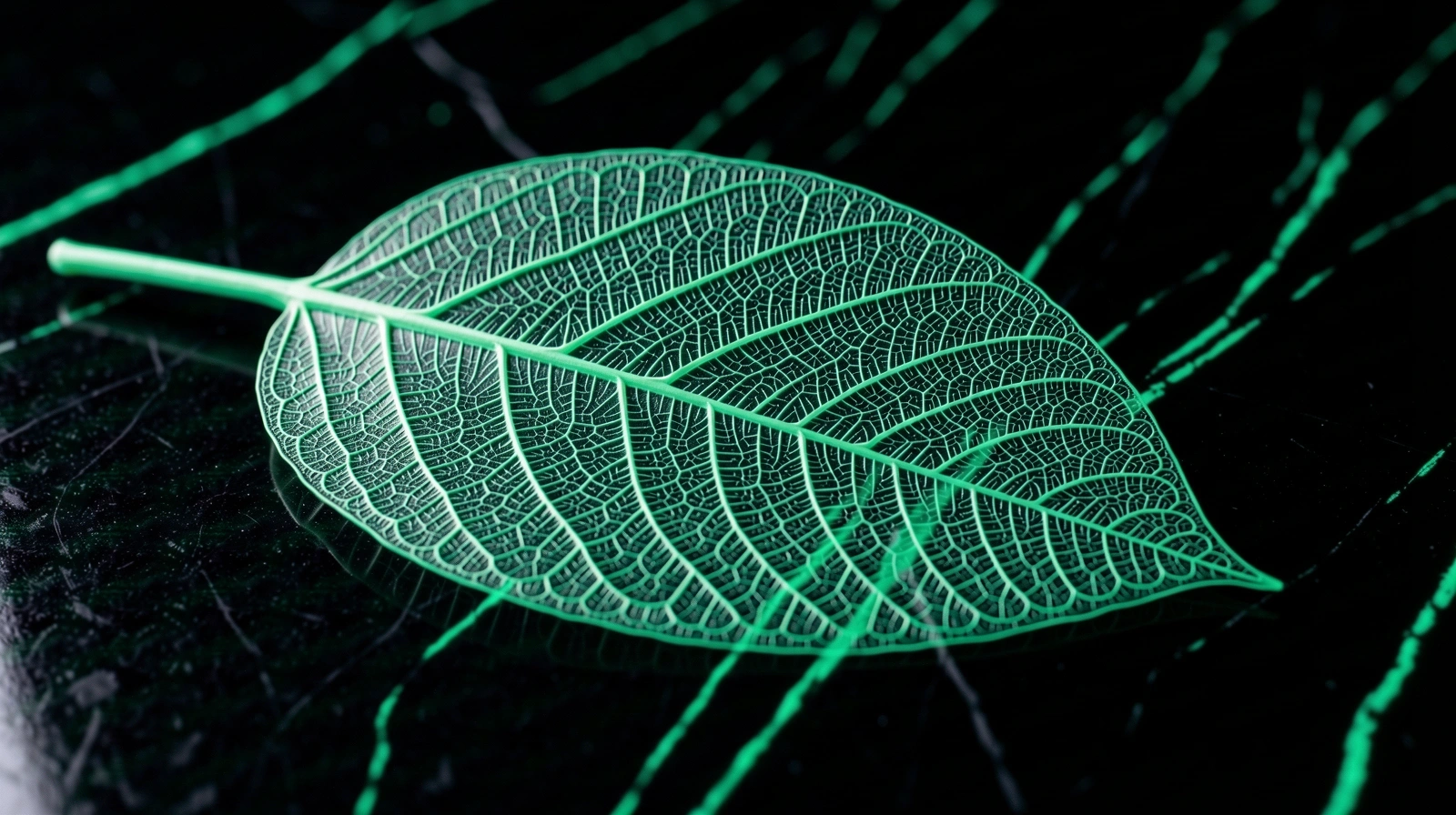 Intricate biological structure of a leaf representing site architecture