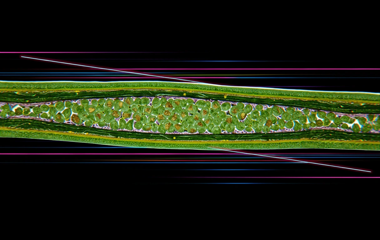 Microscopic view of botanical cellular structure